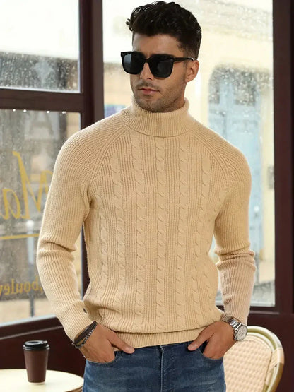 Warm Cable Knit Turtleneck Sweater