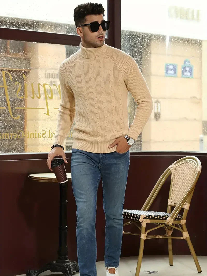 Warm Cable Knit Turtleneck Sweater