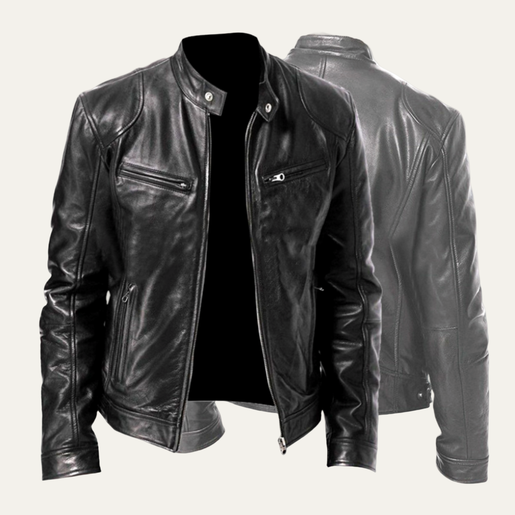 Classic Biker Style Leather Jacket