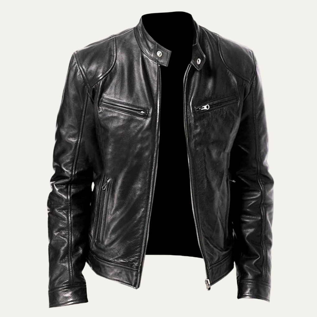 Classic Biker Style Leather Jacket - OutfitLondon