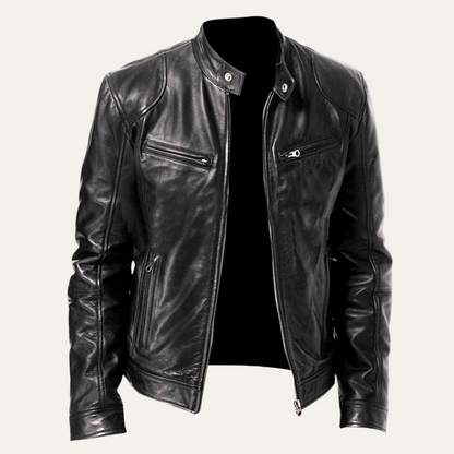 Classic Biker Style Leather Jacket - OutfitLondon