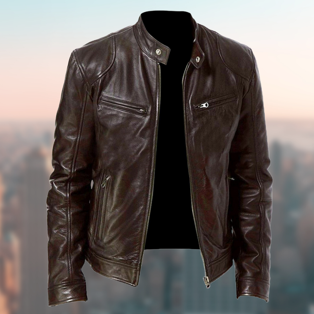 Classic Brown Mens Biker Jacket