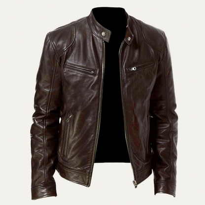 Classic Biker Style Leather Jacket