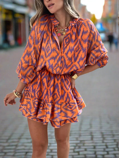 Vibrant Orange Tribal Jumpsuit Dress - OutfitLondon