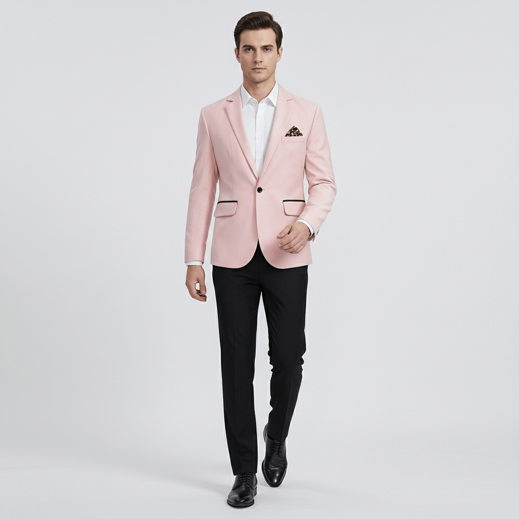 Classic One Button Jacket with Pocket Details
