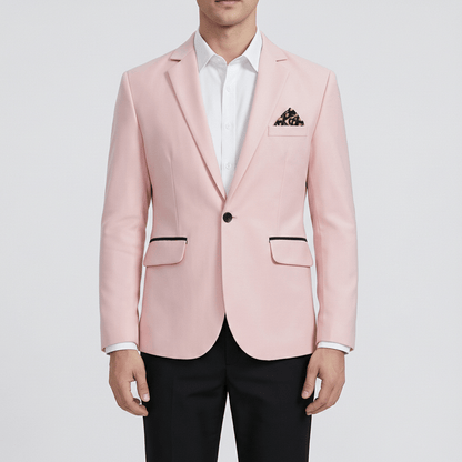 Classic One Button Jacket with Pocket Details