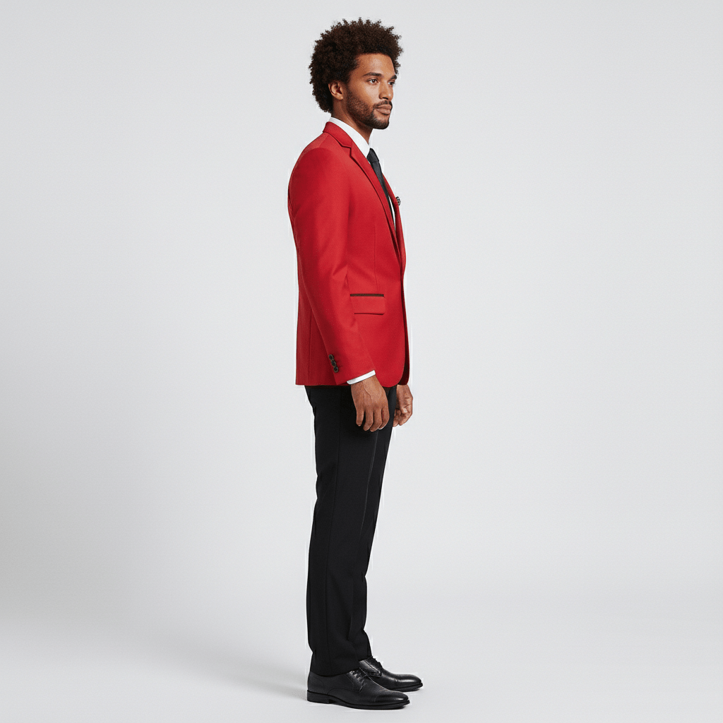 Classic One Button Jacket with Pocket Details