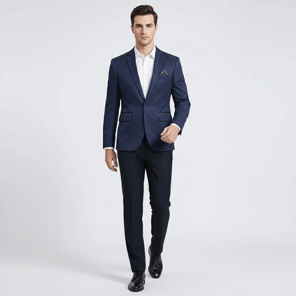 Classic One Button Jacket with Pocket Details