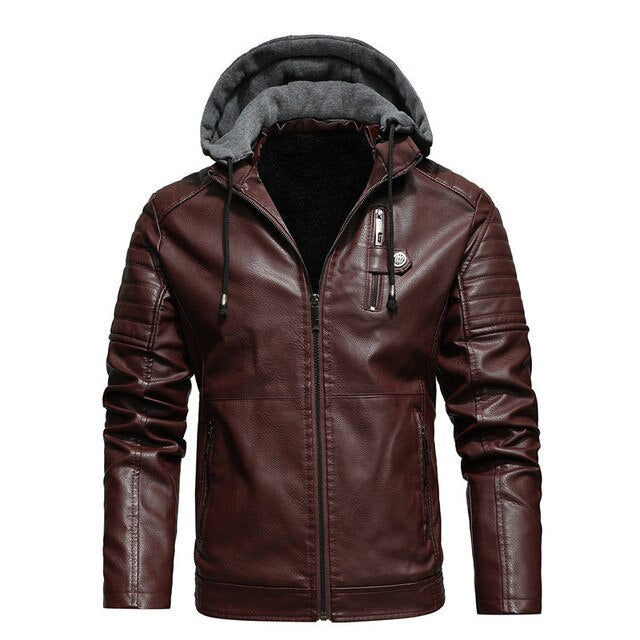 Eco Friendly Mens Hooded Leather Coat - OutfitLondon