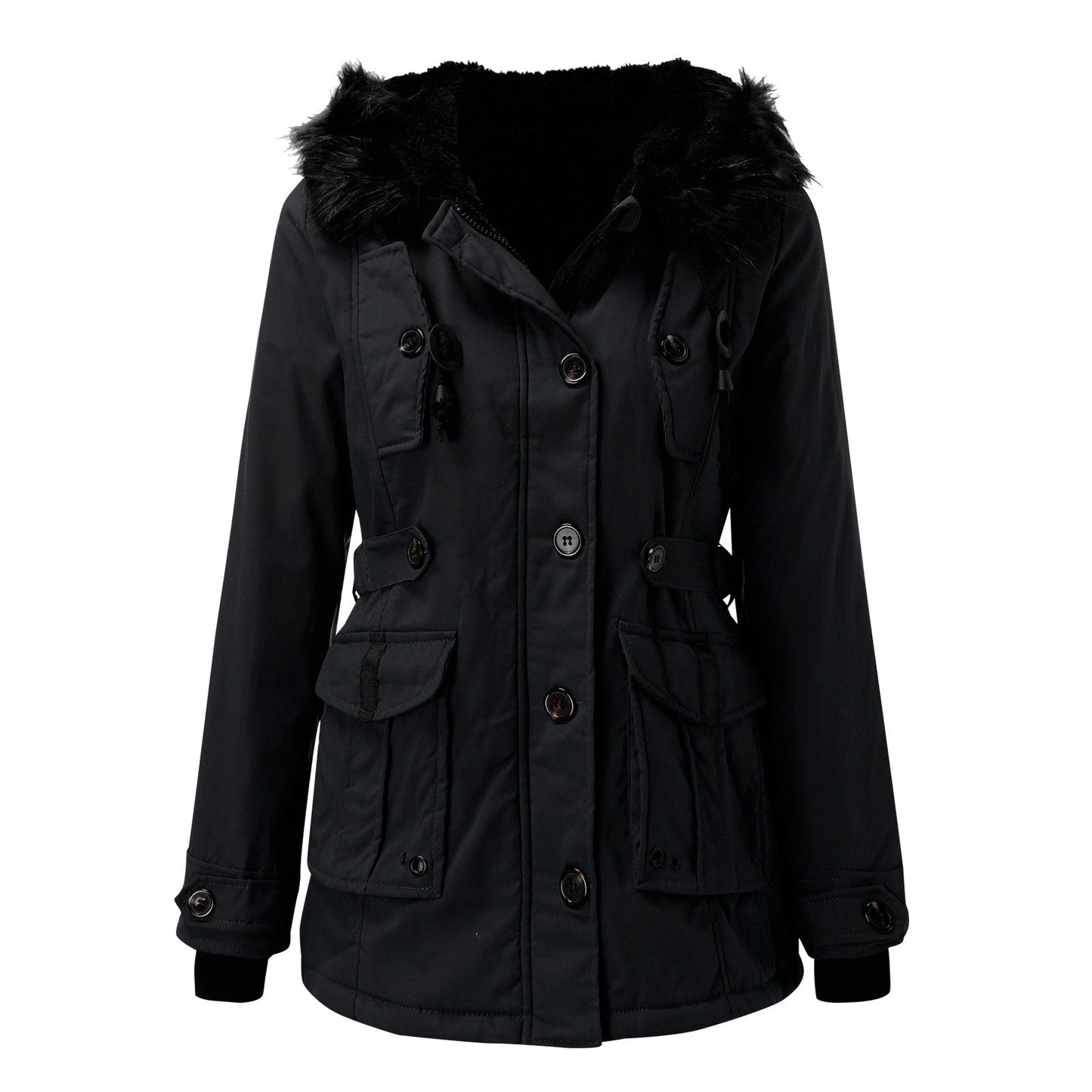 Warm Faux Fur Hooded Winter Parka