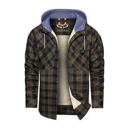 Relaxed Fit Plaid Hooded Jacket