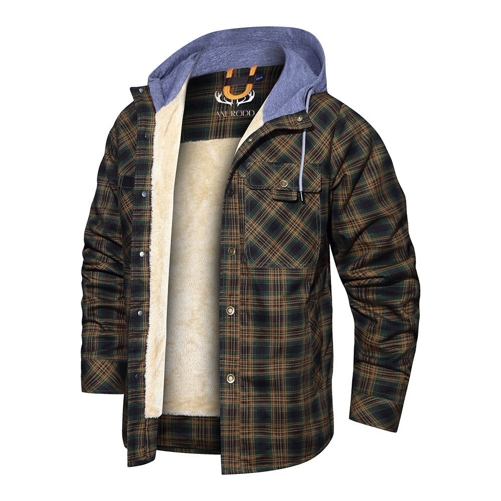 Relaxed Fit Plaid Hooded Jacket