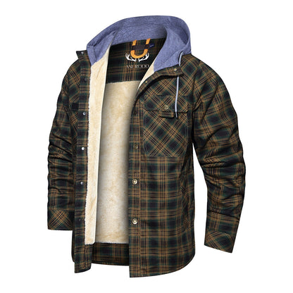 Warm Plaid Hooded Fleece Jacket