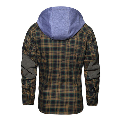 Relaxed Fit Plaid Hooded Jacket