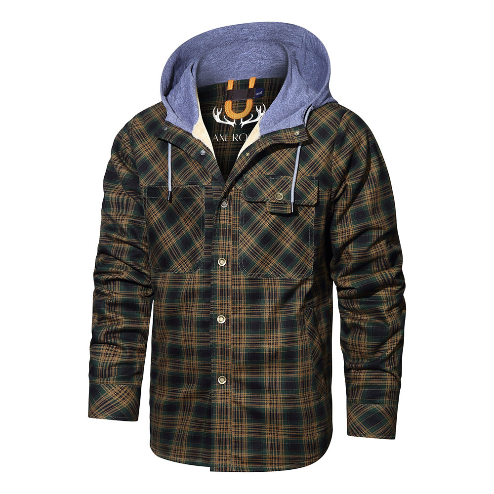 Warm Plaid Hooded Fleece Jacket