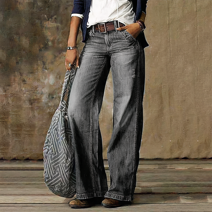 Relaxed Fit High Waisted Straight Leg Jeans