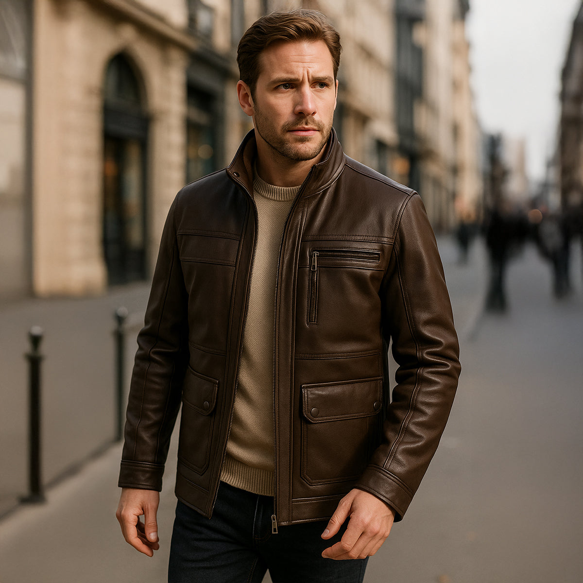 Classic Genuine Leather Mens Jacket