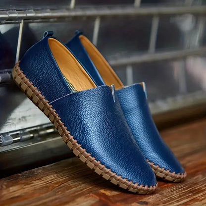 Classic Comfortable Leather Slip On Shoes - OutfitLondon