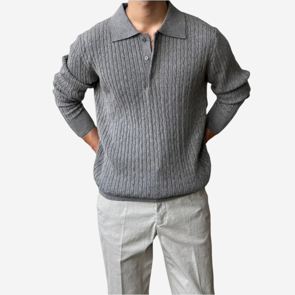 Classic Textured Polo Sweater - OutfitLondon