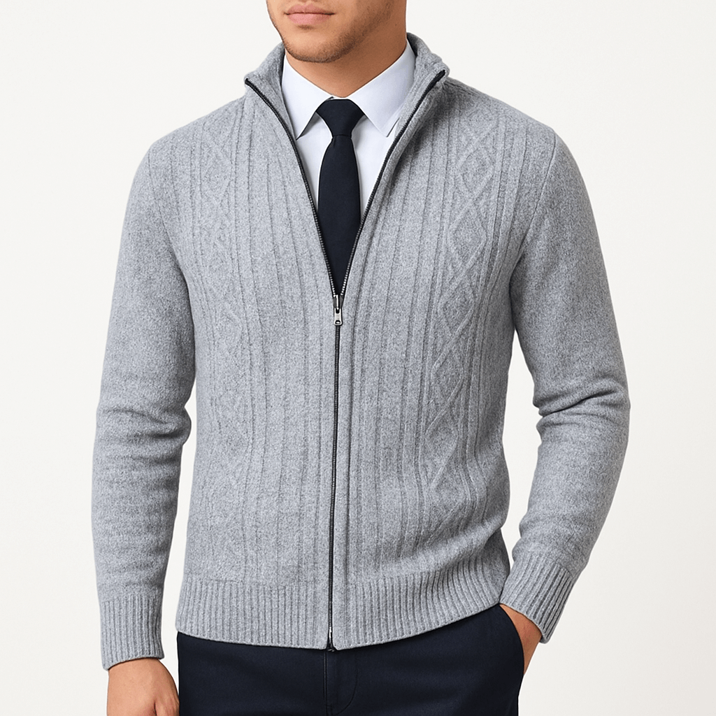 Warm Zipper Knit Sweater - OutfitLondon