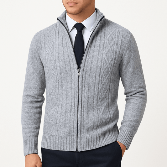Warm Zipper Knit Sweater - OutfitLondon
