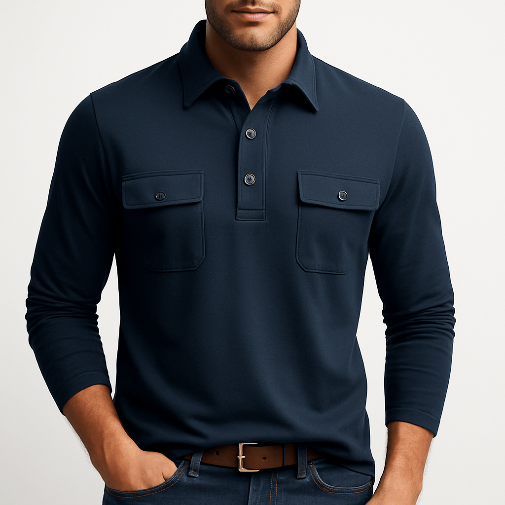 Comfortable Classic Long Sleeve Polo Top - OutfitLondon