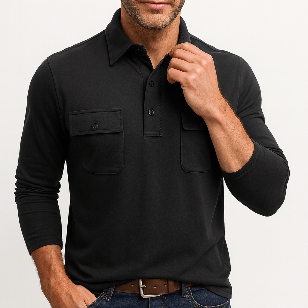 Comfortable Classic Long Sleeve Polo Top