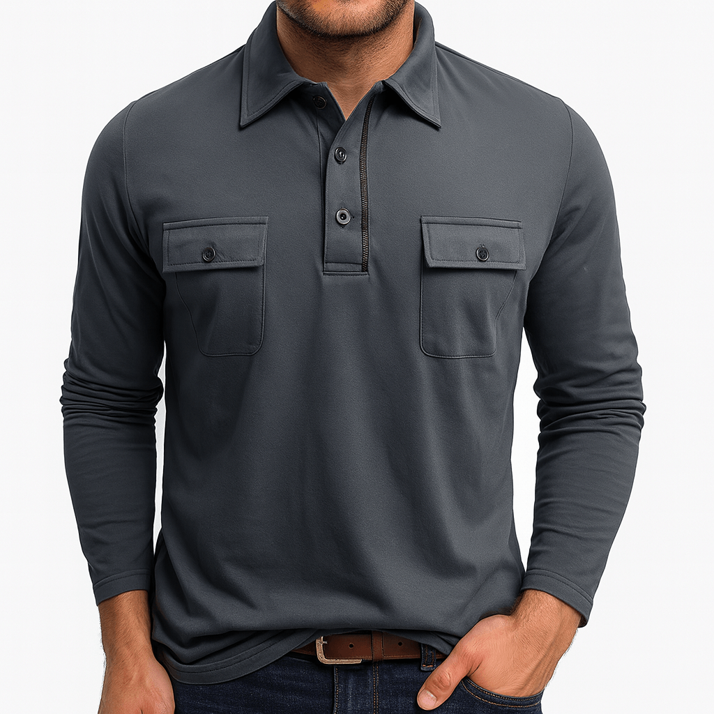 Comfortable Classic Long Sleeve Polo Top