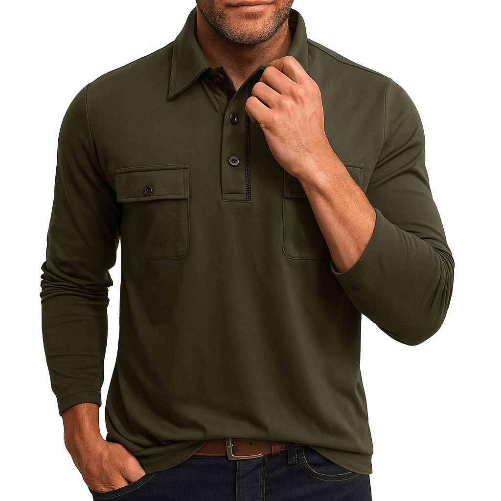 Comfortable Classic Long Sleeve Polo Top