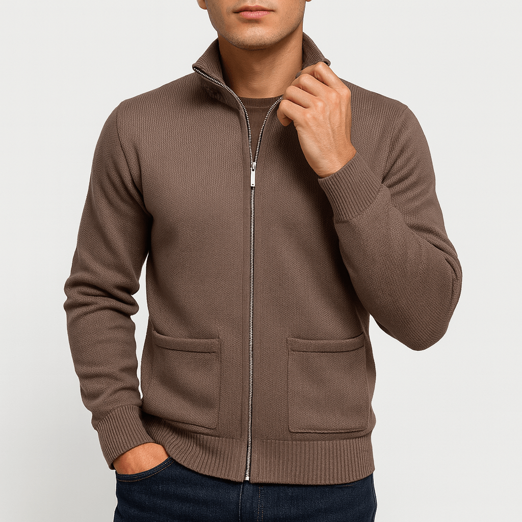 Soft Zip Up Sweater Jacket - OutfitLondon