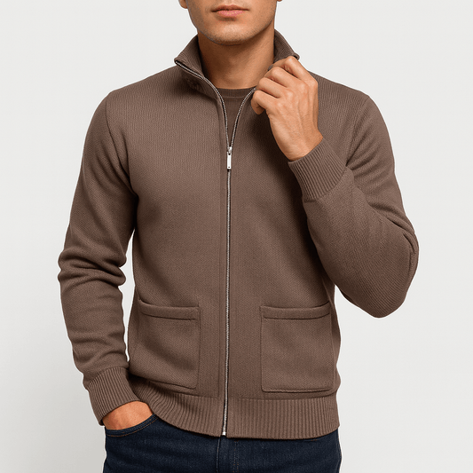 Soft Zip Up Sweater Jacket - OutfitLondon