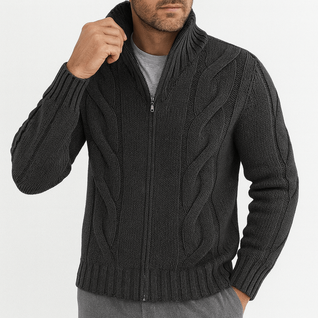 Cozy Zip Up Sweater Cardigan - OutfitLondon