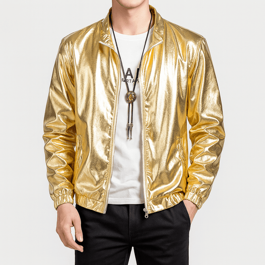 Shiny Zip Up Coat - OutfitLondon