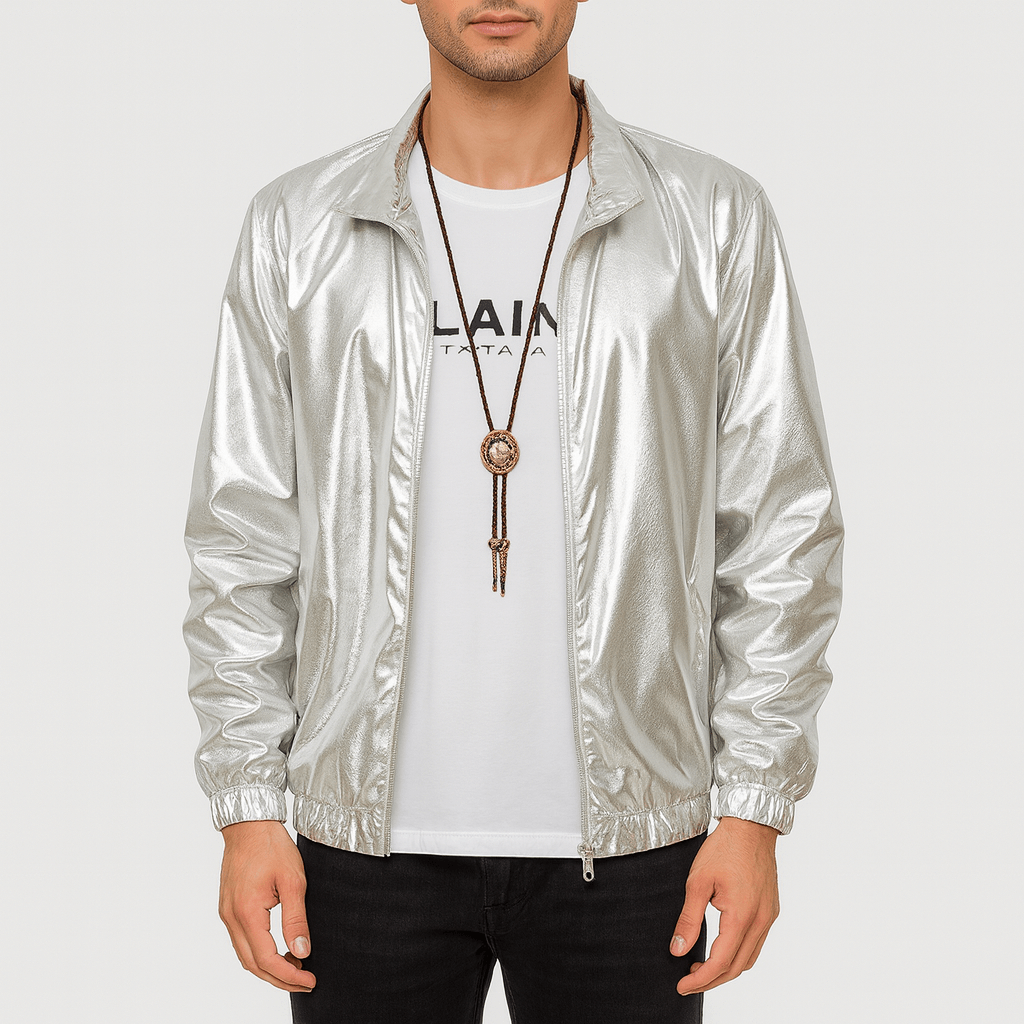 Shiny Zip Up Coat