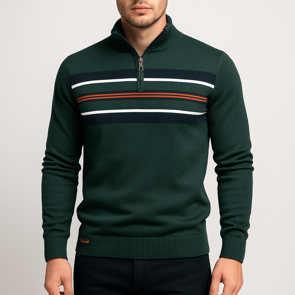 Warm Stripe Crew Neck Sweater - OutfitLondon