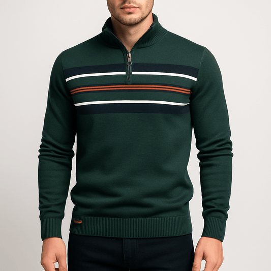 Warm Stripe Crew Neck Sweater - OutfitLondon