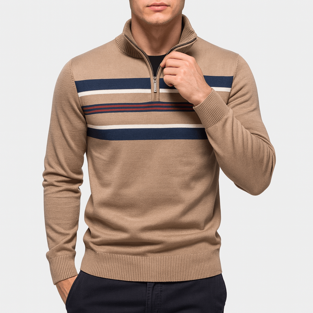 Warm Stripe Crew Neck Sweater
