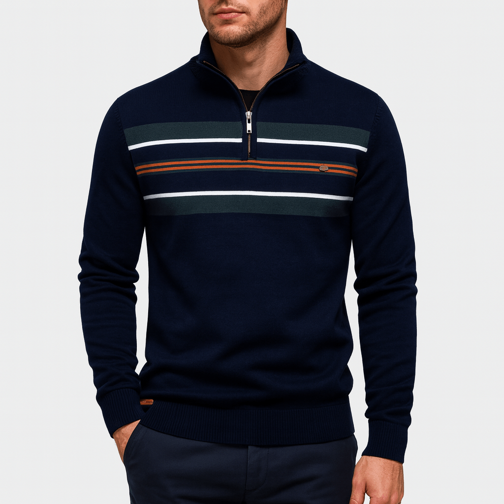Warm Stripe Crew Neck Sweater