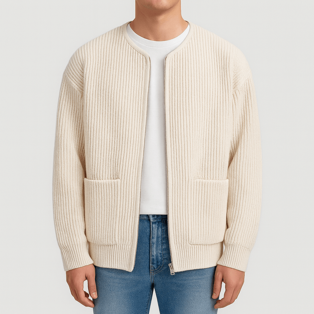 Simple Zip Up Sweater - OutfitLondon