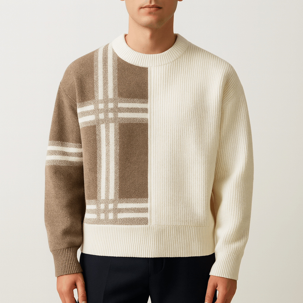Colorful Quilted Crew Sweater - OutfitLondon