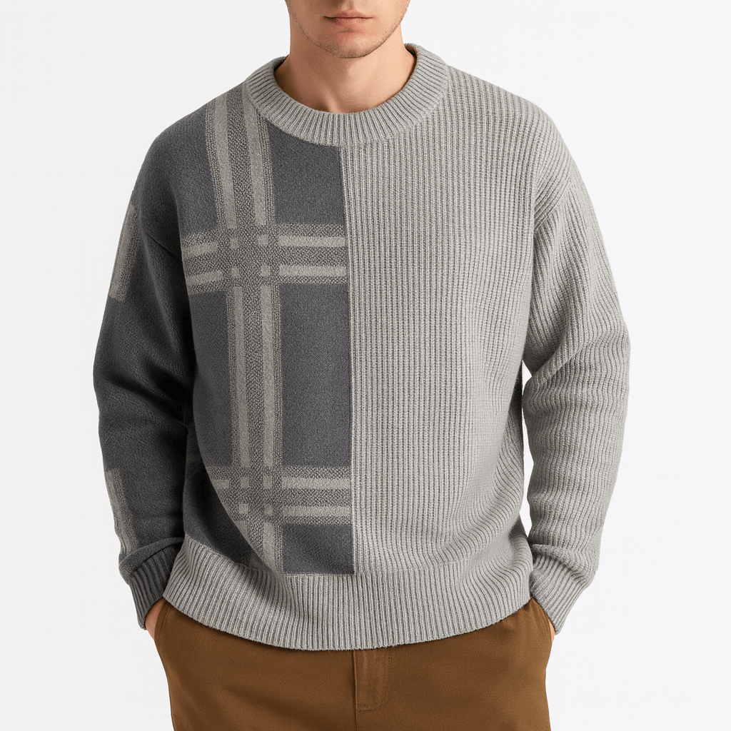 Colorful Quilted Crew Sweater
