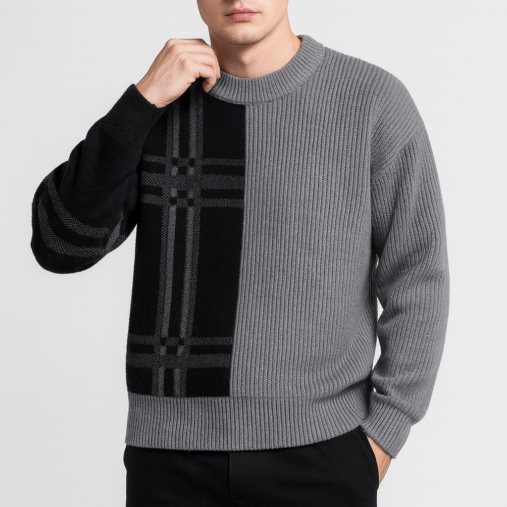 Colorful Quilted Crew Sweater