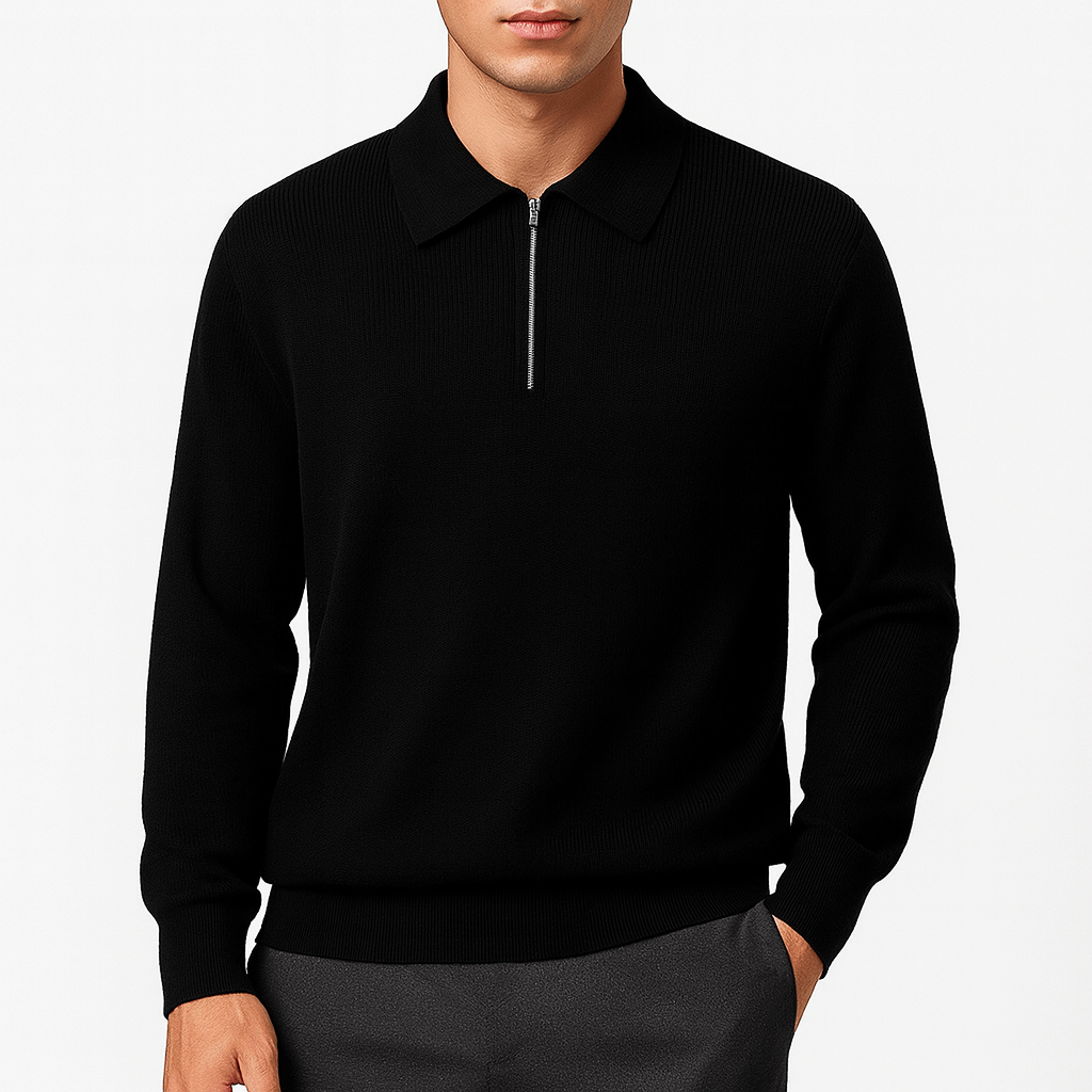 Classic Zip Up Polo Sweater