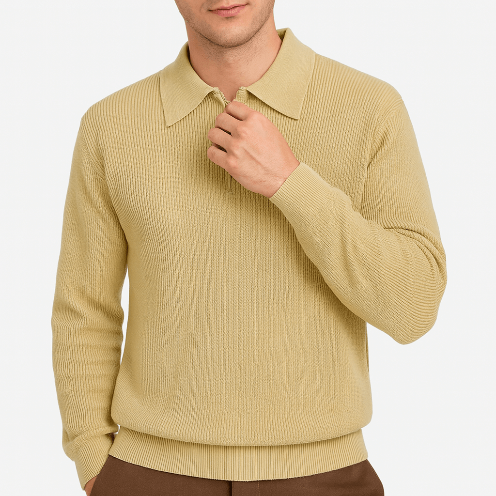 Classic Zip Up Polo Sweater