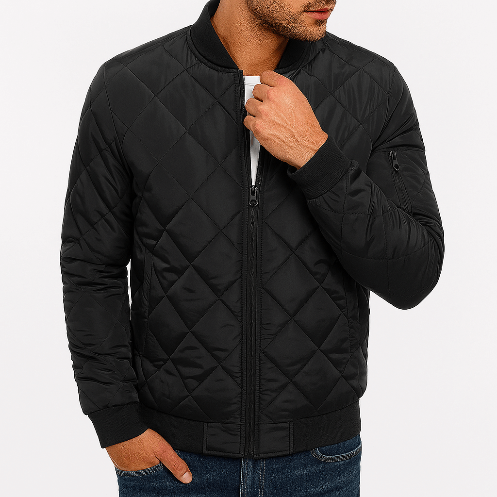 Padded Diamond Pattern Jacket - OutfitLondon