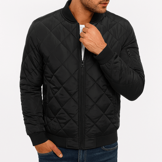 Padded Diamond Pattern Jacket - OutfitLondon