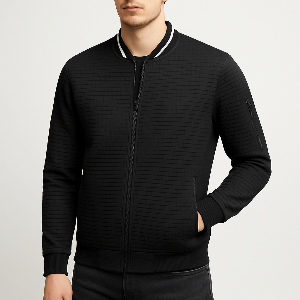 Padded Zip Front Bomber Coat - OutfitLondon