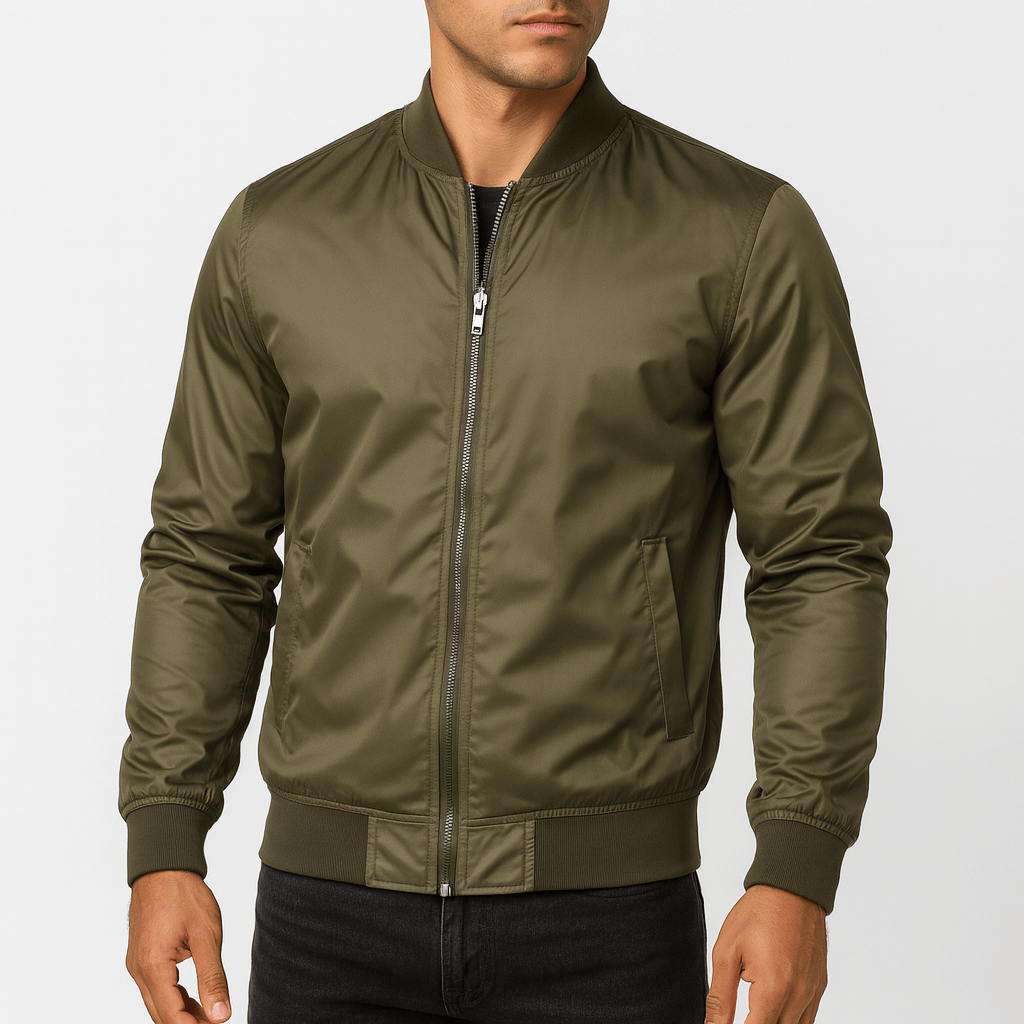 Textured Neck Bomber Jacket - OutfitLondon