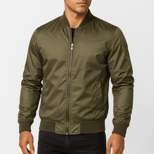 Textured Neck Bomber Jacket - OutfitLondon