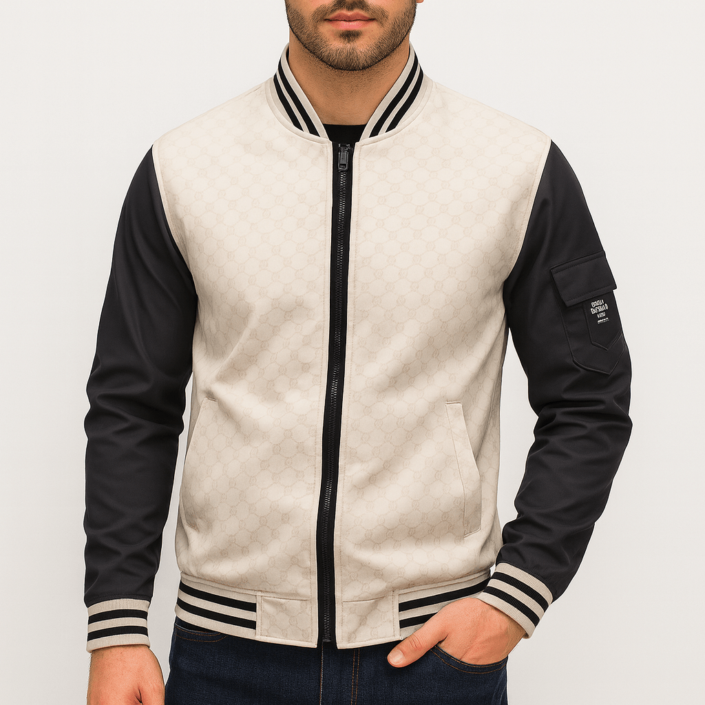 Textured Edge Bomber Jacket - OutfitLondon